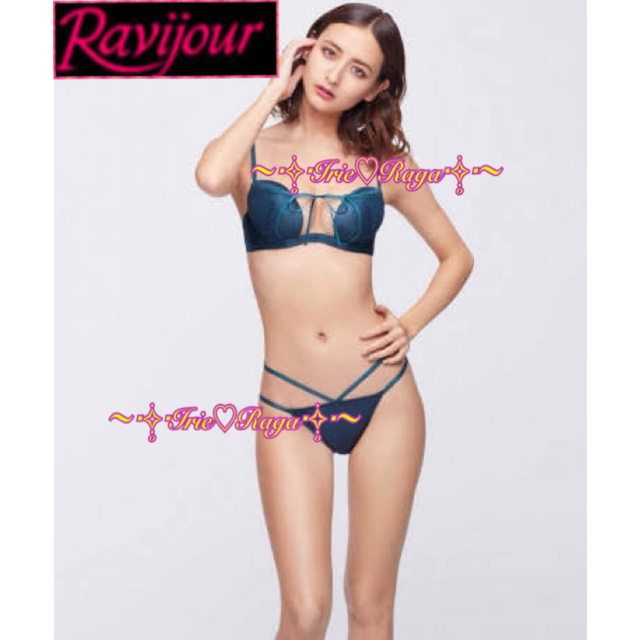 ★Ravijour★レイヤードシースルーリボンブラショーツ★フルバックパンツ下着