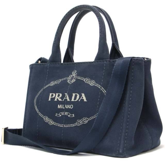 PRADA プラダ バッグ トートバッグ ショルダー 鞄 カバン ネイビー 紺 ...