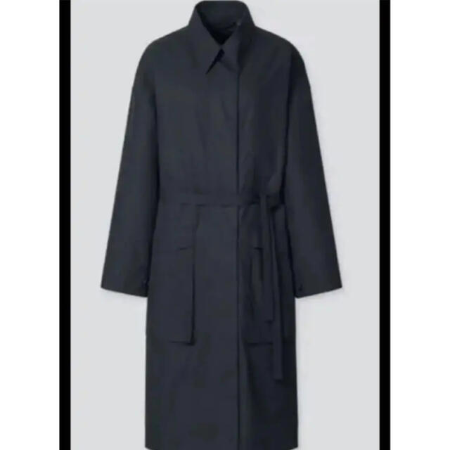 UNIQLO(ユニクロ)のUNIQLO U コットンロングコート 黒 ブラック　S レディースのジャケット/アウター(ロングコート)の商品写真