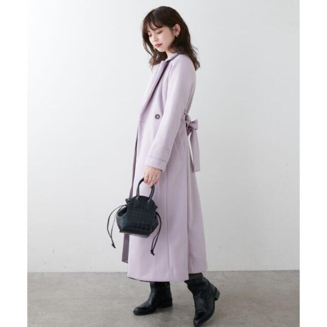 美品】ナチュラルクチュール バックフレアロングコート パープル