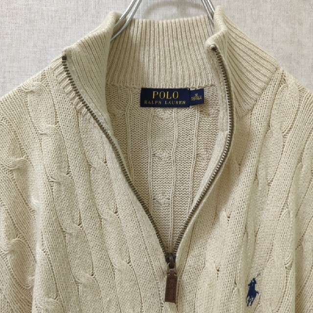 POLO RALPH LAUREN(ポロラルフローレン)のPOLO RALPH LAUREN ハーフジップ ケーブルニット シルク100% メンズのトップス(ニット/セーター)の商品写真