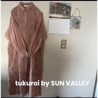 サンバレー(SUNVALLEY)のてるさん様専用＊お値下げ＊tukuroi ＊花柄刺繍シャツワンピース(ロングワンピース/マキシワンピース)