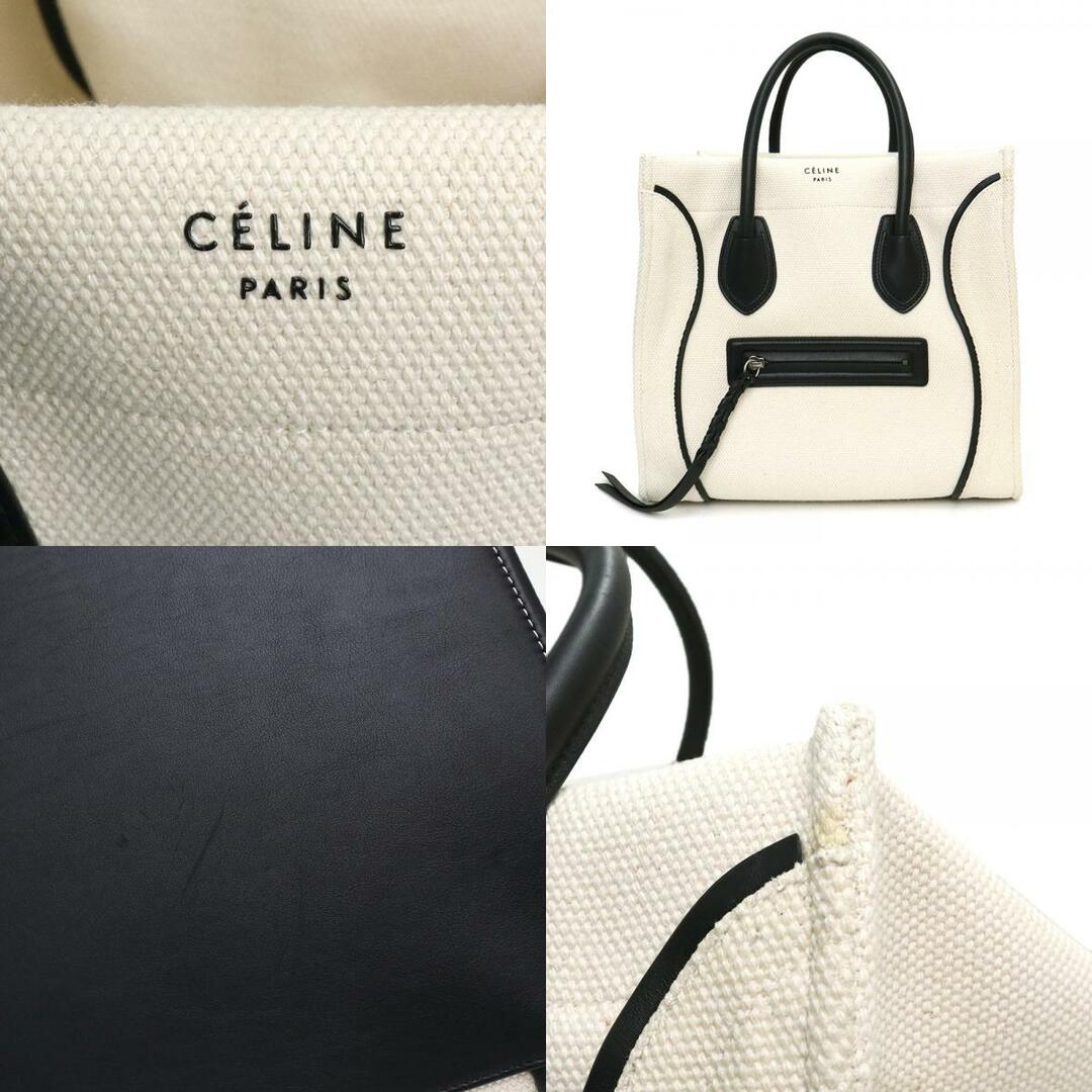 セリーヌ ラゲージ ファントム ハンドバッグ キャンバス レザー ホワイト 白 180502 CELINE（未使用　展示品）