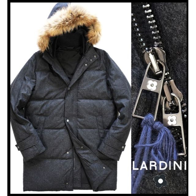 新品21万 LARDINI ラルディーニ ウールカシミア素材ファーダウンコート-