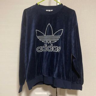 アディダス(adidas)のadidas アディダス ベロアビックロゴトレーナー(トレーナー/スウェット)