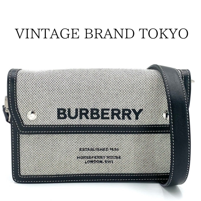 BURBERRY(バーバリー)の【セール開催中】BURBERRY バーバリー ショルダーバッグ ホースフェリー クロスボディバッグ ロゴ 肩掛け 斜め掛け 鞄 かばん キャンバス  レザー   グレー ブラック 黒 シルバー金具 レディース 人気 美品【中古品】 レディースのバッグ(ハンドバッグ)の商品写真