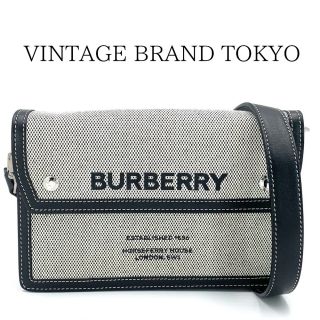 バーバリー(BURBERRY)の【セール開催中】BURBERRY バーバリー ショルダーバッグ ホースフェリー クロスボディバッグ ロゴ 肩掛け 斜め掛け 鞄 かばん キャンバス  レザー   グレー ブラック 黒 シルバー金具 レディース 人気 美品【中古品】(ハンドバッグ)