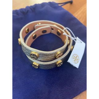 トリーバーチ(Tory Burch)のTORY BURCH　レザー ダブル ラップ ロゴ スタッズ 2連ブレス(ブレスレット/バングル)