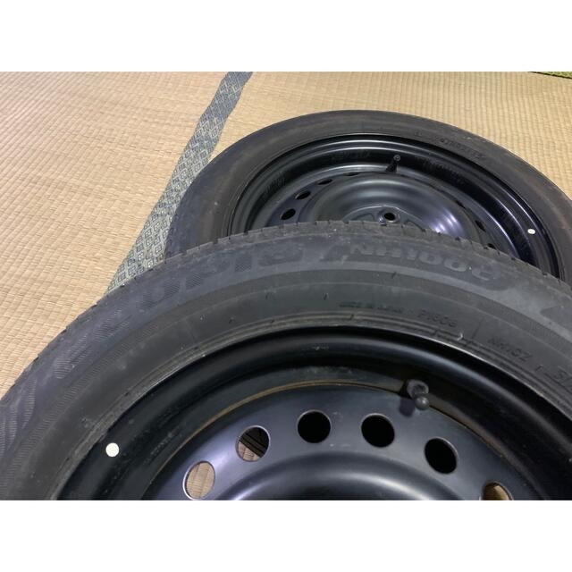 155/65R/14 4H 鉄チン　マッドブラック塗装 自動車/バイクの自動車(タイヤ・ホイールセット)の商品写真