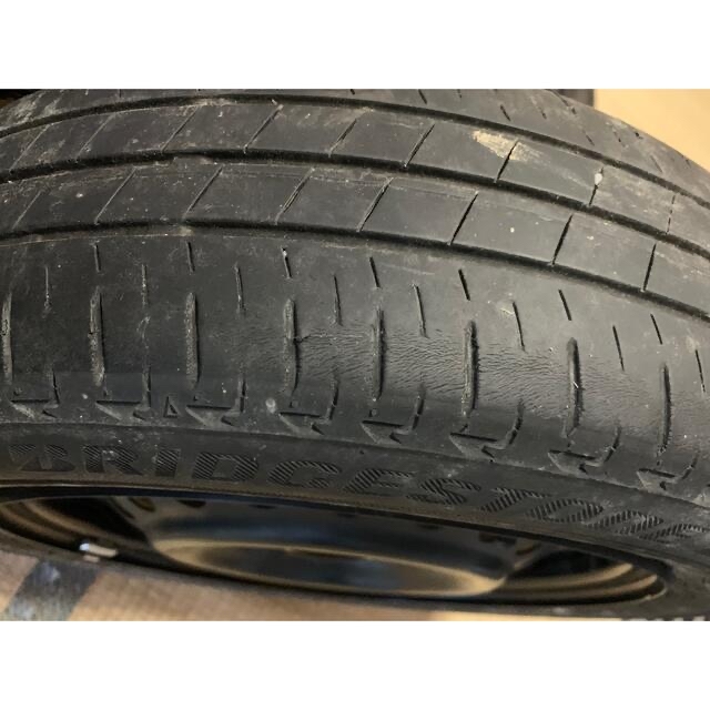 155/65R/14 4H 鉄チン　マッドブラック塗装 自動車/バイクの自動車(タイヤ・ホイールセット)の商品写真