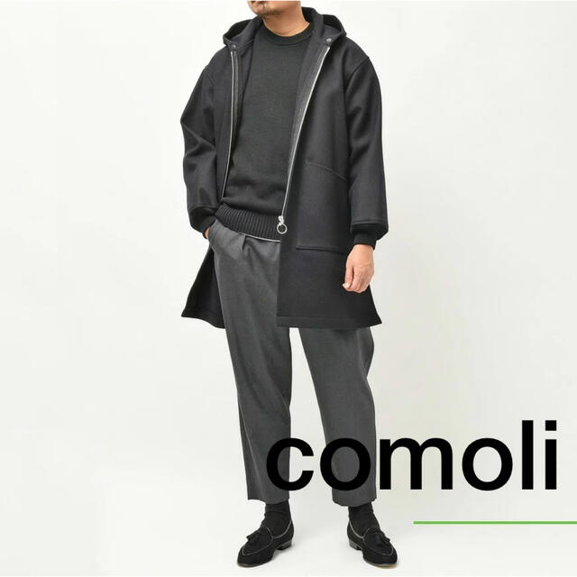 urutokyo20AW comoli コモリ メルトンフーデットコート　ネイビー サイズ1