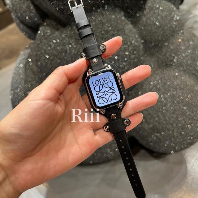 予約】 Apple Watch 即納 42mm44mm45mm レザーベルト 黒色 i9tmg.com.br