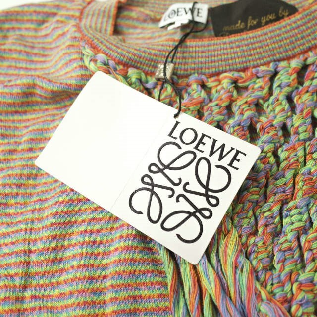 LOEWE(ロエベ)のLOEWE x Paula's Ibiza ロエベ パウラズ イビザ 19AW 別注 イタリア製 PAULA NET SWEATER マルチボーダーフリンジクルーネックニット H3299250SM M MULTICOLOR セーター プルオーバー トップス【新古品】【中古】【LOEWE × Paula's Ibiza】 メンズのトップス(ニット/セーター)の商品写真