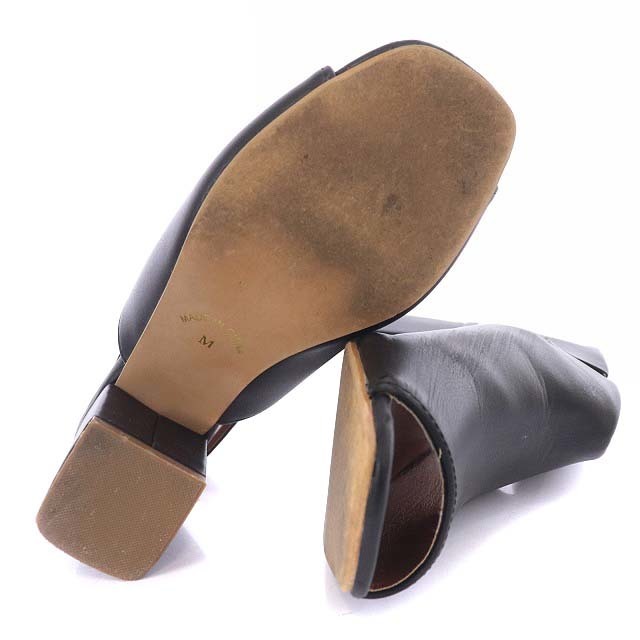 AZUL by moussy(アズールバイマウジー)のアズールバイマウジー ブーツサンダル チャンキーヒール レザー 24.0cm 黒 レディースの靴/シューズ(サンダル)の商品写真