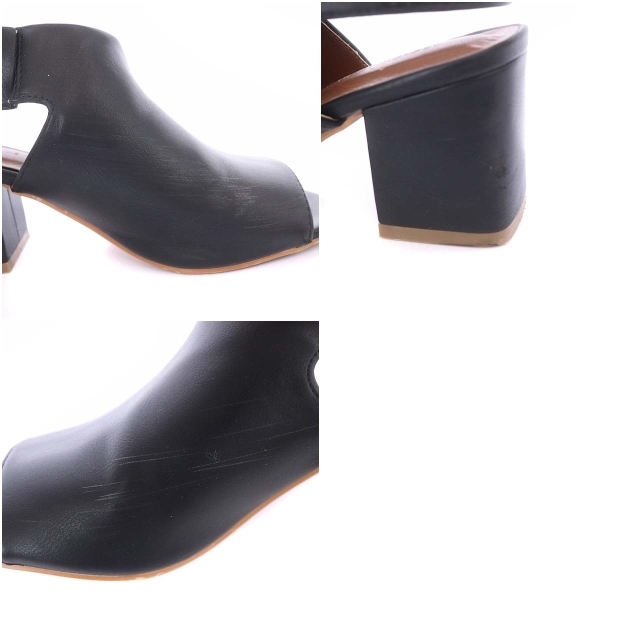 AZUL by moussy(アズールバイマウジー)のアズールバイマウジー ブーツサンダル チャンキーヒール レザー 24.0cm 黒 レディースの靴/シューズ(サンダル)の商品写真
