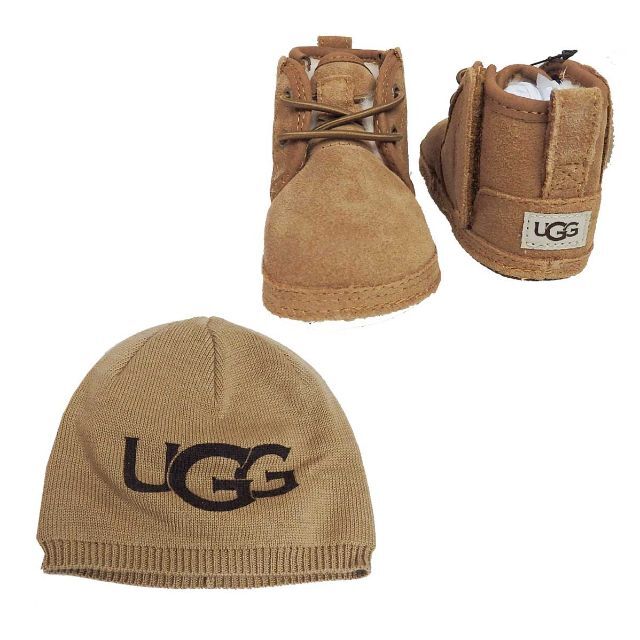 新着UGG BABY NEUMEL 牛革ベビーシューズ＆ビーニー ギフトセット