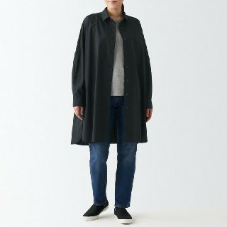 ムジルシリョウヒン(MUJI (無印良品))の■新品■ 無印良品 高密度織り 長袖チュニック ／黒／ＯＮＥＳＩＺＥ(チュニック)