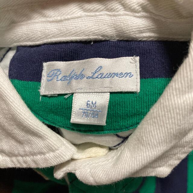 Ralph Lauren(ラルフローレン)のbaiya ボーダー　緑　ラルフローレン ロンパース  ベビー 半袖 70 キッズ/ベビー/マタニティのベビー服(~85cm)(ロンパース)の商品写真