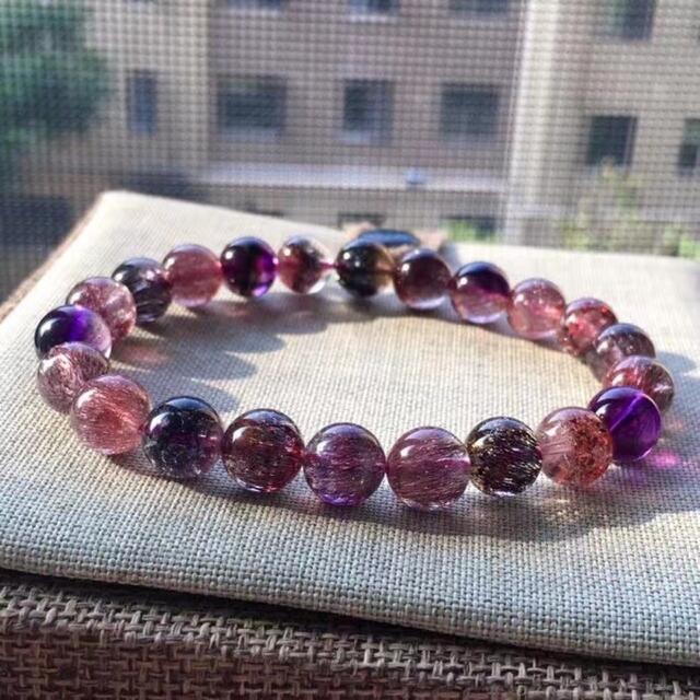 高級】フラワー パープルルチル スーパーセブン ブレスレット 8.3mm