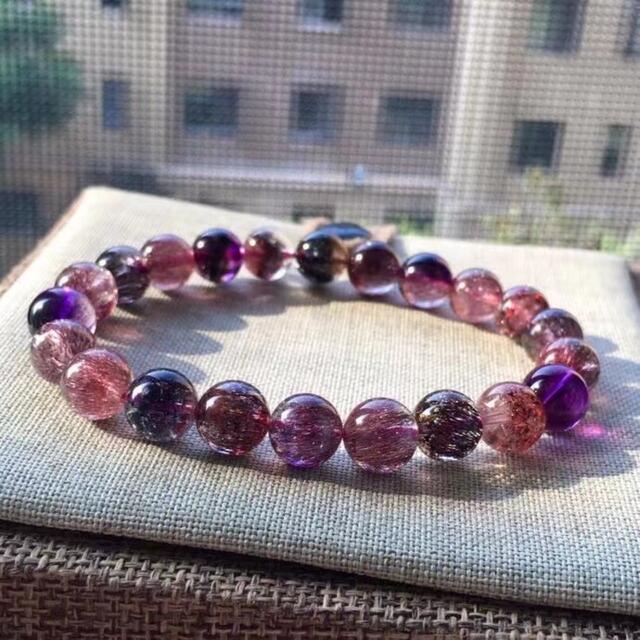 高級】フラワー パープルルチル スーパーセブン ブレスレット 8.3mm