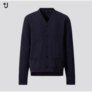 ユニクロ(UNIQLO)のUNIQLO＋J  メリノブレンドVネックカーディガン navy L(カーディガン)