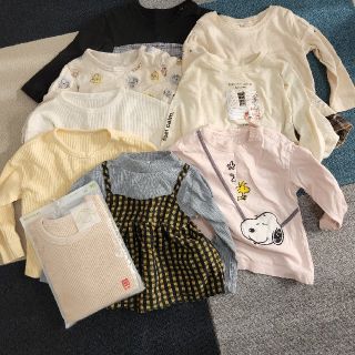 ユニクロ(UNIQLO)の【未使用品込！】保育園にも！90サイズロンＴ9点セット(Tシャツ/カットソー)