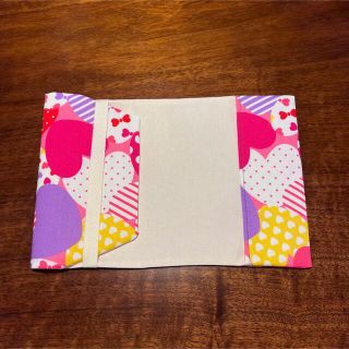 文庫本サイズ】ハンドメイド ブックカバー レトロ ハート ピンク の