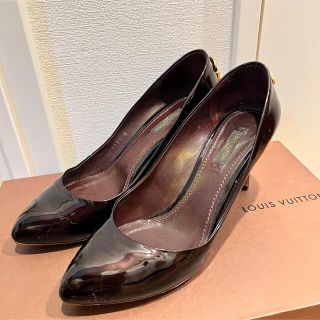 ルイヴィトン(LOUIS VUITTON)のルイヴィトン　パンプス　ヒール　エナメル　ブラウン　赤茶　37.5 25(ハイヒール/パンプス)