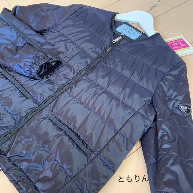 今年も話題の - PRADA プラダ ノーカラー ジップ ジャケット 中綿 38