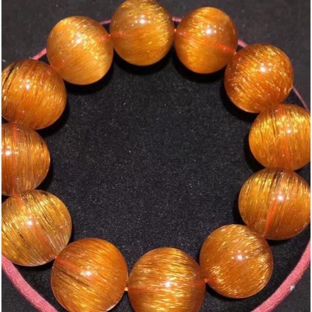 アクセサリー 天然銅色ゴールドルチルクオーツ ブレスレット 20mm