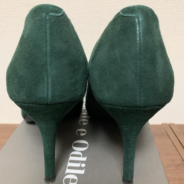 美品！オデットエオディールの深い緑のパンプス 3