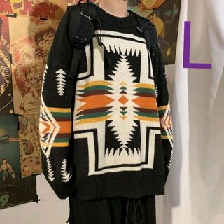 おしゃれ♡セーター　L　黒　ゆったり　秋冬　メンズ　男女　ファッション(ニット/セーター)