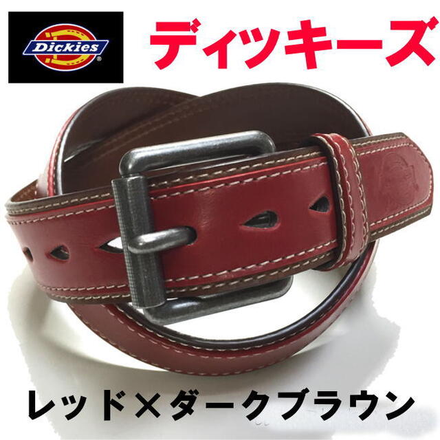 Dickies(ディッキーズ)のレッド 赤 Dickies ディッキーズ 068 バイカラー ベルト メンズのファッション小物(ベルト)の商品写真