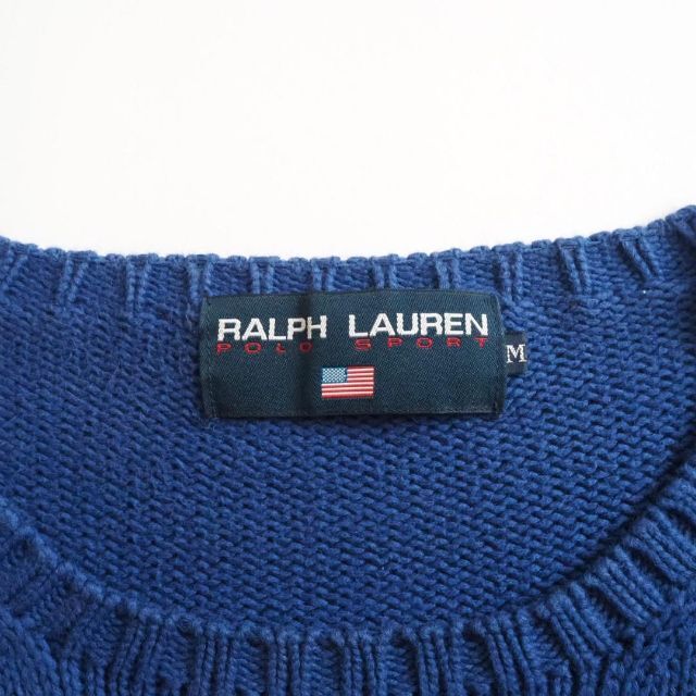 Ralph Lauren(ラルフローレン)のラルフローレン　コットン１００％　ニット　セーター　ブルー　ポニー刺繍　美品 メンズのトップス(ニット/セーター)の商品写真