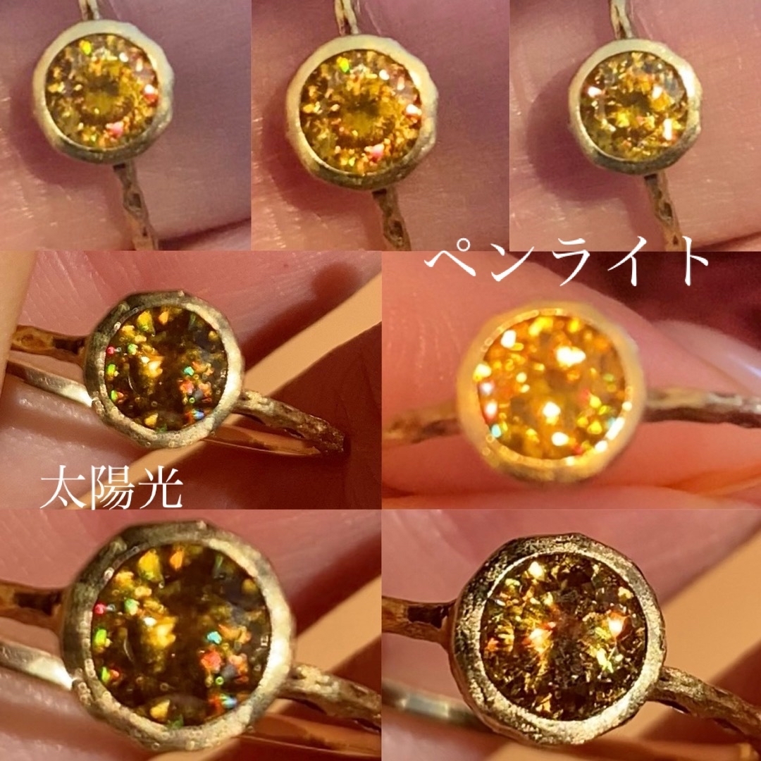 全面ハンマーリング✨ラウンドシェイプ天然スフェーンリング レディースのアクセサリー(リング(指輪))の商品写真