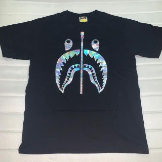 アベイシングエイプ(A BATHING APE)のBape ホログラムシャークTシャツ Lサイズ黒(Tシャツ/カットソー(半袖/袖なし))