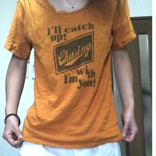 アングリッド(Ungrid)のTシャツ　カジュアル　オレンジ　Ungrid アングリット　吉田怜香　ムラ糸(Tシャツ(半袖/袖なし))