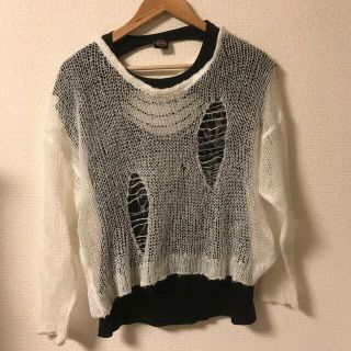 ロキエ(Lochie)のVintage モヘア　ダメージ　フィッシュネット　ニット　ざっくり編み(ニット/セーター)