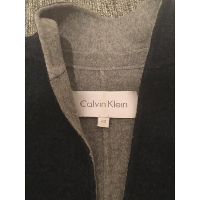 Calvin Klein(カルバンクライン)のカルバンクライン　カシミア混ウールリバーコート レディースのジャケット/アウター(ロングコート)の商品写真