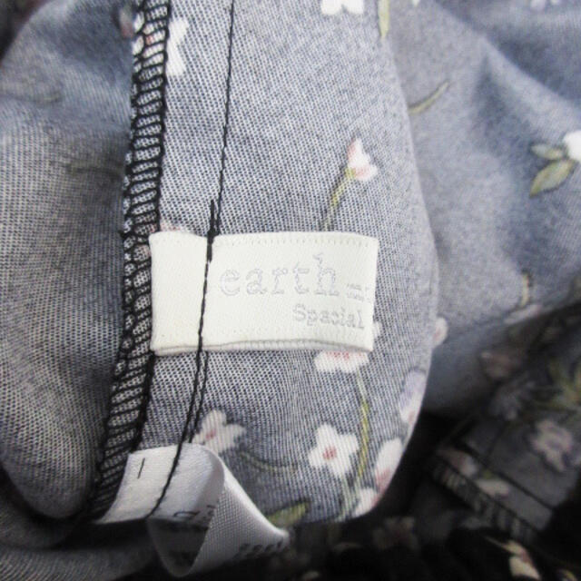 earth music & ecology(アースミュージックアンドエコロジー)のアースミュージック&エコロジー フレアスカート ミモレ丈 F 黒 白 /FF40 レディースのスカート(ひざ丈スカート)の商品写真