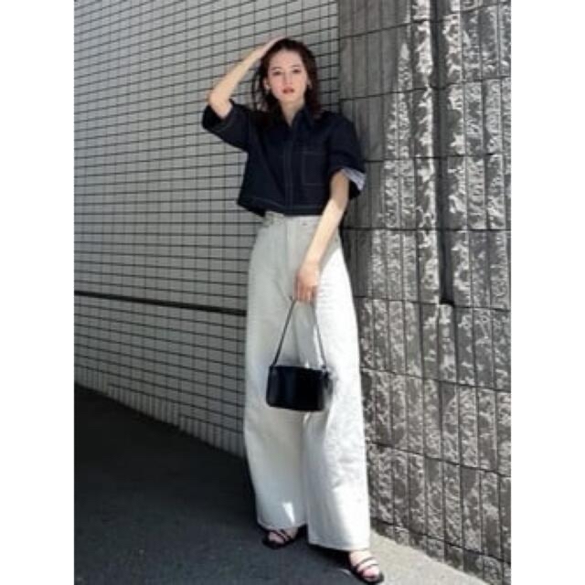 moussy HW WHT LOOSE STRAIGHTパンツ