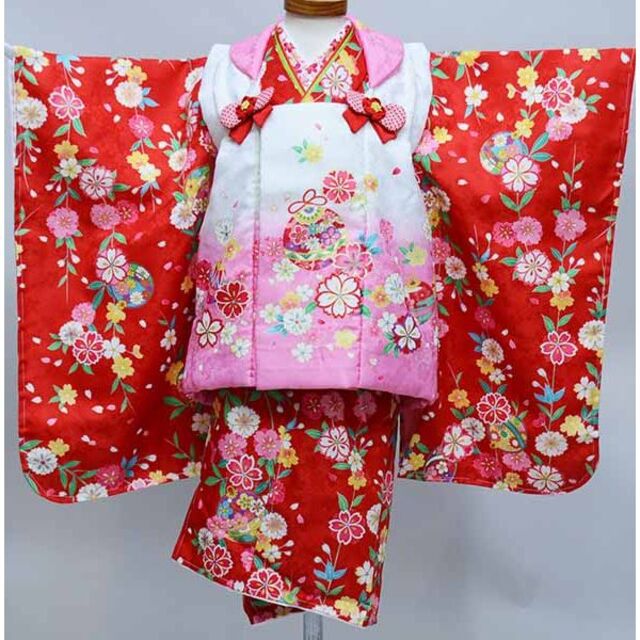 七五三 三歳 女児 被布着物フルセット Kawaiina NO38053