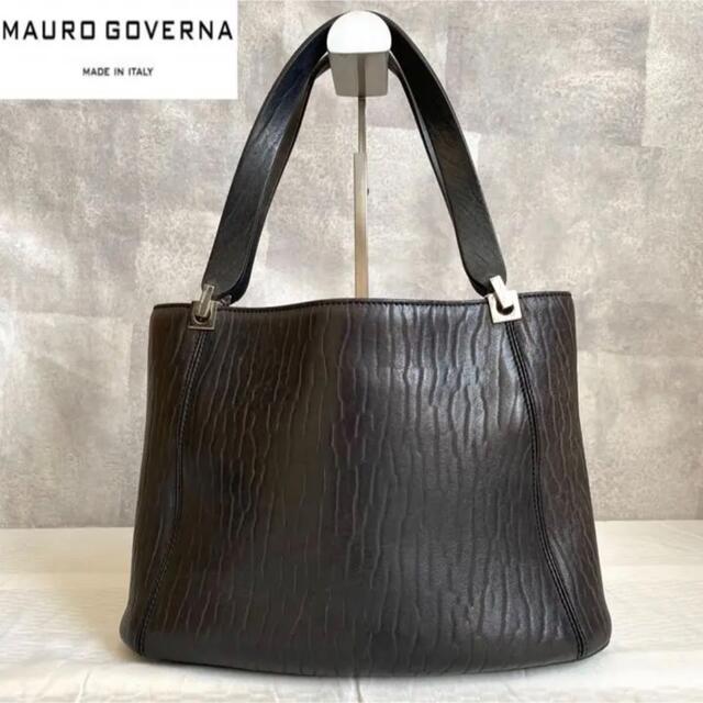 MAURO GOVERNA】アザラシ革 本革 黒 シールスキン ハンドバッグ