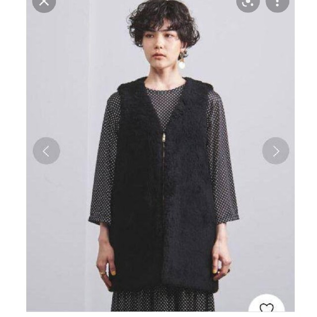 UNITED ARROWS(ユナイテッドアローズ)のリラクス　ボアライナー　ボアベスト　黒 レディースのトップス(ベスト/ジレ)の商品写真