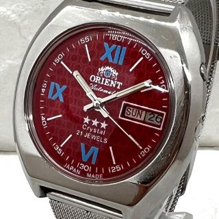 オリエント(ORIENT)の【レトロ】ORIENT オリエント ヴィンテージ腕時計 自動巻き メンズ レッド(腕時計(アナログ))