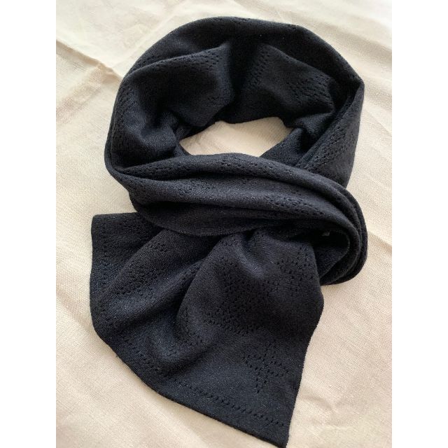 美品】ルイヴィトン ニット マフラー LV柄 カシミア/シルク ブラック