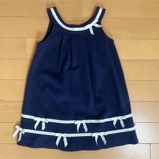 ジンボリー(GYMBOREE)のジャニーアンドジャック ネイビーリボンラインワンピース 2T 90cm(ワンピース)