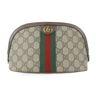 グッチ(Gucci)のGUCCI グッチ シェリーライン コスメポーチ ポーチ 625551 GGスプリームキャンバス レザー  ベージュ ブラウン グリーン レッド ゴールド金具 オフィディア 化粧ポーチ 【本物保証】(ポーチ)