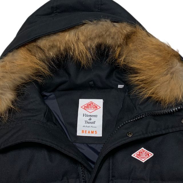 DANTON - DANTON BEAMS 別注 フード ファー ダウンコート 36 黒 DANTON - DANTON BEAMS 別注 フード ファー ダウンコート 36 黒