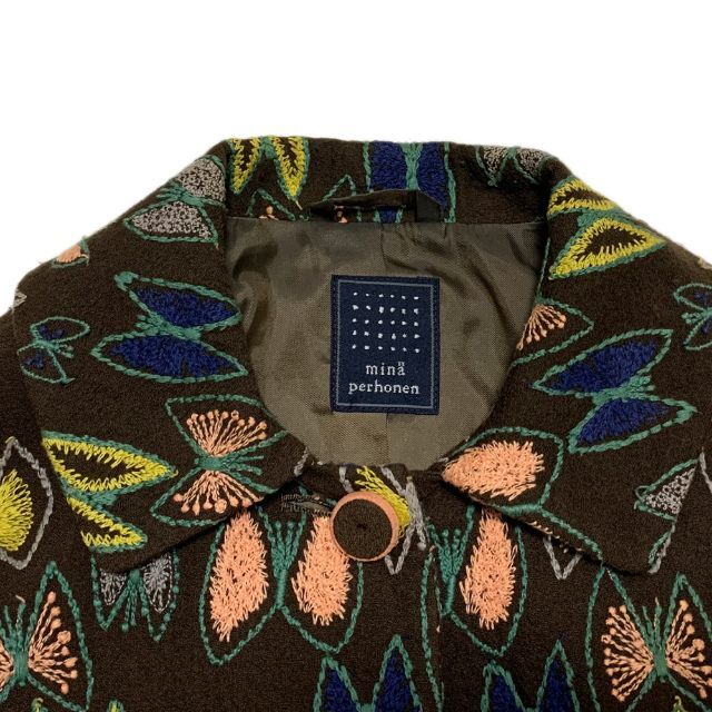 専用☆ミナペルホネン sky flower ウール カシミヤ コート 36 茶色